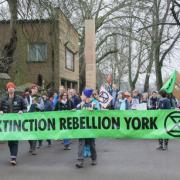 Extinction Rebellion York members during a protest against pollution in the River Ouse in February