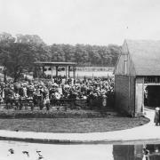 Crowds at the opening ceremony for Rowntree Park in 1921