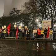 Canteen workers strike outside Drax Power Station in December amid a dispute with their employer BaxterStorey