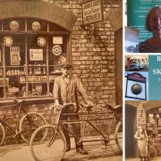 Main image: former Hampden Street cycle agent John Robert Acey. Bottom left: the cover of new book  Bishophill and Skeldergate: exploring old shops, pubs and industries in York’. The book includes reference to a pub called The Putrid Arms