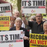 Flashback to 2023 when campaigners gathered in Westminster to call for compensation for victims of the infected blood scandal to be authorised by Prime Minister Rishi Sunak. Picture: Victoria Jones/PA Wire