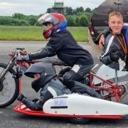 Alfie Barraclough lying down and inset, left, with Jack Talor at Elvington Airfield Raceway, near York. Pictures: SWNS