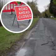 The B1228 Elvington Lane is closed for 'carriageway patching'