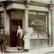 Jackson's pie shop on the corner of Buckingham Street and Skeldergate, 1913. From: 'Bishophill and Skeldergate: Exploring old shops, pubs and industries in York'
