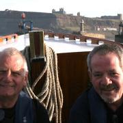 Jim Hardie, right, with Graham Chaddock, on the lifeboat