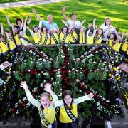 Sabyn Maude and Lily Milligan alongside fellow Brownies at the Millennium Gardens in Poppleton