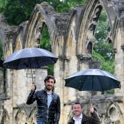 Ferdinand Kingsley (God) and Graeme Hawley (Devil), in the York Mystery Plays in the Museum Gardens
