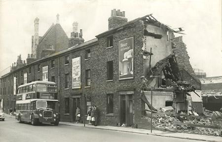 Demolition work in Rougier Street, York, in 1962