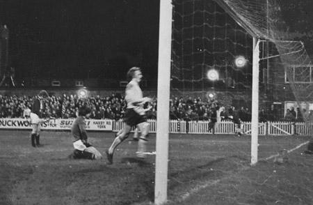 07/01/75 - York City 1, Arsenal 3 (FA Cup): York City goalkeeper Graeme Crawford on his knees in despair as a shot from Brian Kidd goes through his legs in extra time to complete a 3-1 win for Arsenal in the third round FA Cup replay at Bootham Crescent