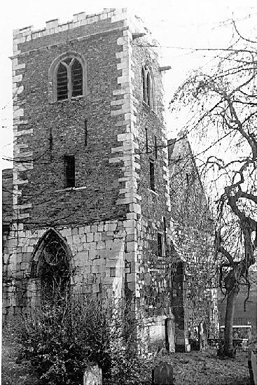 The Church of St Mary's, Bishop Hill Senior, pictured in 1949. The church was opposite the Golden ball pub. It was demolished in 1963 and the churchyard is now a community garden. 