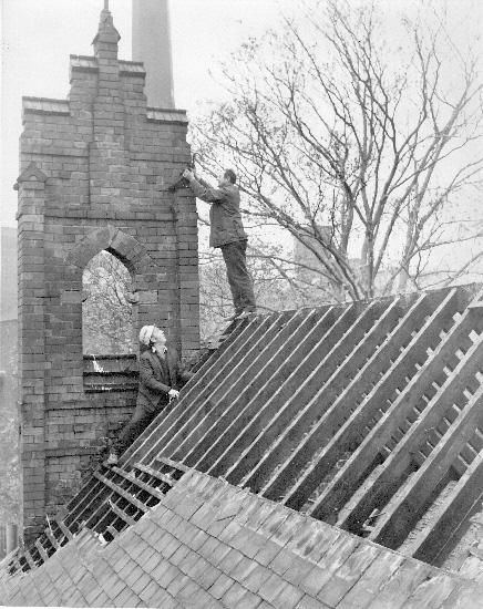 Castlegate School pictured during its demolition in 1969