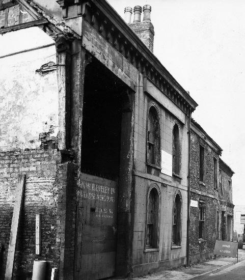 The disused building of John W Rieveley, corn merchants, in St Andrewgate, was establised in 1887. 1977 picture.
