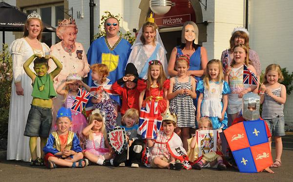 Members of Heslington Pre-school  group are pictured in fancy dress outside the Black Bull, in Hull Road,  during their Diamond Jubilee event