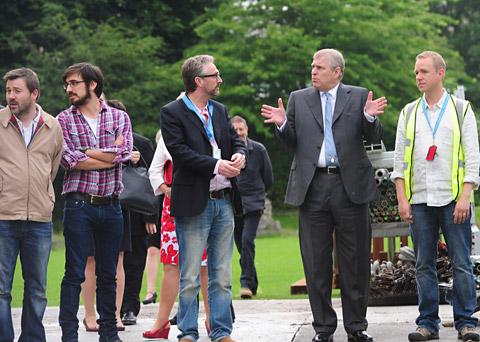 The Duke of York visits the set of the Mystery Plays