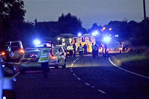 Emergency services at the scene of the fatal accident near Selby