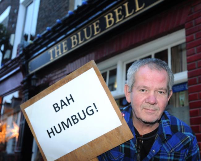 Jim Hardie. of the Blue Bell Pub, in Fossgate,York, who has banned Christmas