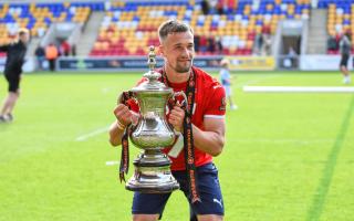 York City's Olly Dyson celebrates beating Boston United 2-0 in the Vanarama National League North play-off final. Picture: Tom Poole