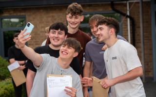 Fulford School pupils on A-level results day