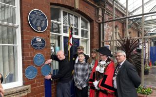 Celebrations at Bridlington railway station as the blue plaques are unveiled