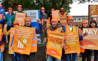 Consultants and junior doctors outside York Hospital on September 20, as both bodies jointly came out on strike