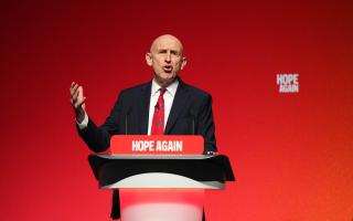 Chancellor of the exchequer, John Healey speaking during the Labour Party Conference at the ACC Liverpool