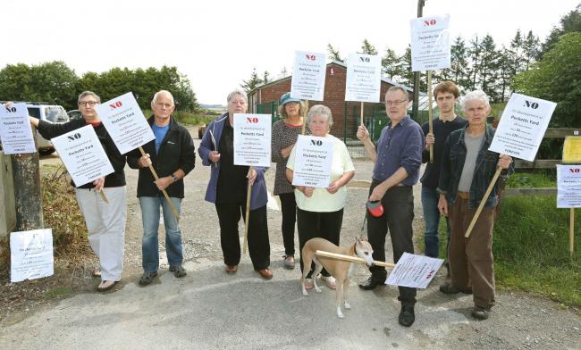 Sheriff Hutton residents protesting about the proposed housing development at Pecketts Yard. Picture: Richard Doughty