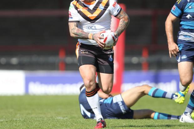 York City Knights full-back Ash Robson races clear during the win over Coventry Bears at Bootham Crescent. Picture: Gordon Clayton