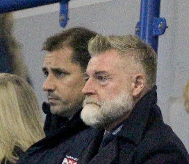 Jackie McNamara and Jason McGill watch from the stands.. Curzon Ashton v York City.Emirates FA Cup 4th Qualifying Round replay clash held at The Tameside Stadium on the 17/10/2016.Pic by Gordon Clayton.Football  Images are covered by DataCo  & The Nat