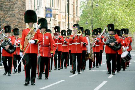 Soldiers march through York to mark the official birthday of HM Queen. Picture: Paul R Thompson