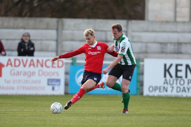 York City's latest signing Kieran Green, right, in action against the Minstermen in December last year. Picture: Gordon Clayton